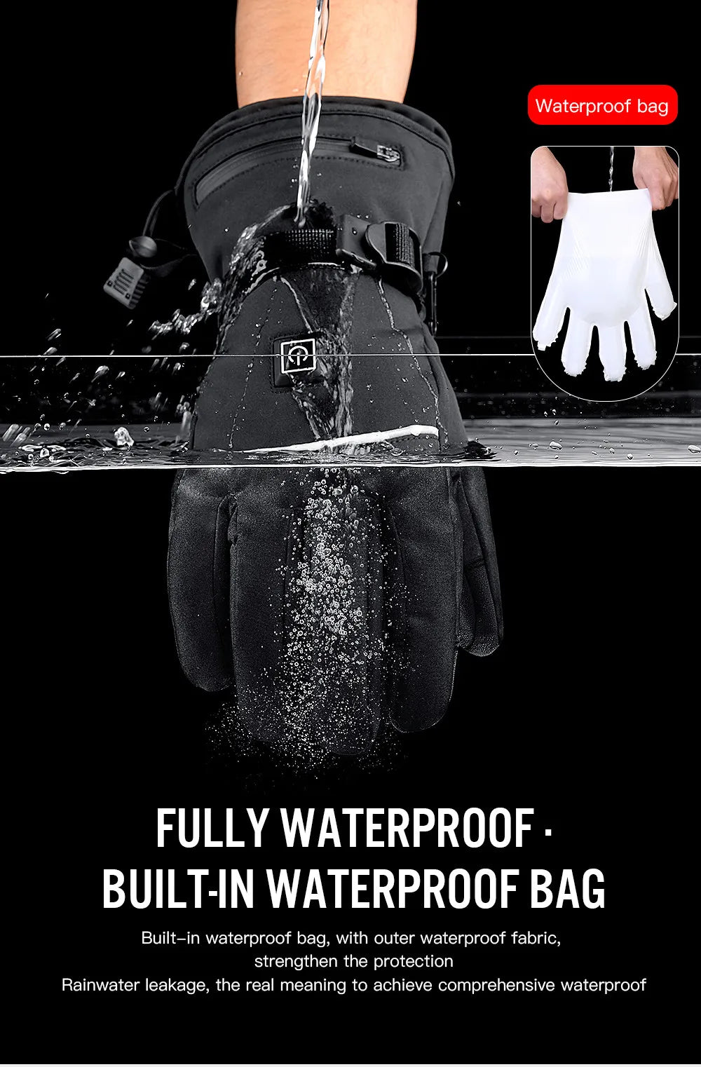 Electric Heated Gloves Motorcycle Winter Moto Heated Gloves Warm Waterproof Rechargeable Heating Thermal Gloves For Snowmobile