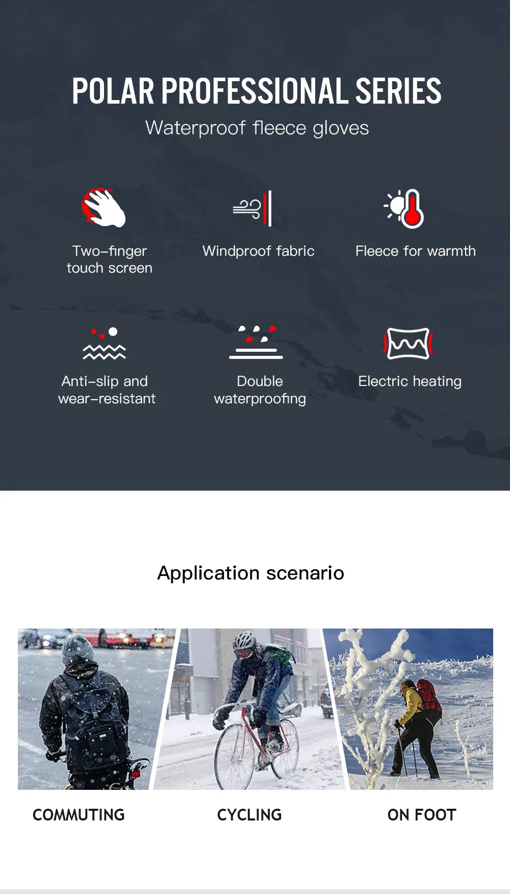 Electric Heated Gloves Motorcycle Winter Moto Heated Gloves Warm Waterproof Rechargeable Heating Thermal Gloves For Snowmobile