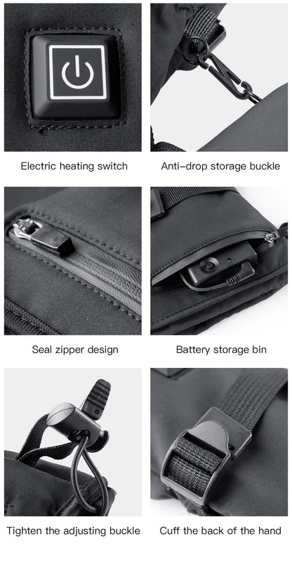 Electric Heated Gloves Motorcycle Winter Moto Heated Gloves Warm Waterproof Rechargeable Heating Thermal Gloves For Snowmobile