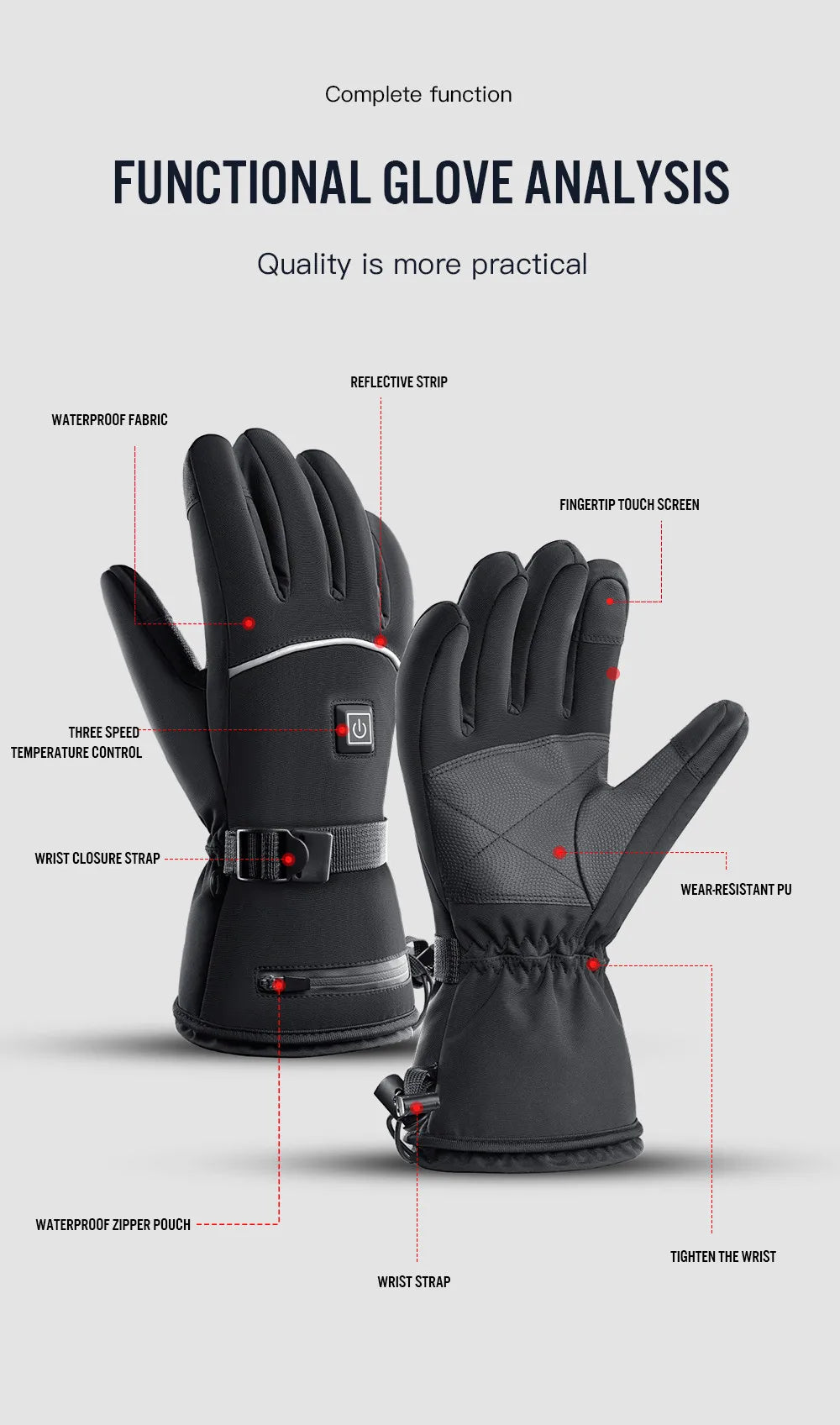 Electric Heated Gloves Motorcycle Winter Moto Heated Gloves Warm Waterproof Rechargeable Heating Thermal Gloves For Snowmobile