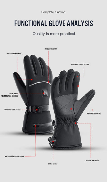 Electric Heated Gloves Motorcycle Winter Moto Heated Gloves Warm Waterproof Rechargeable Heating Thermal Gloves For Snowmobile