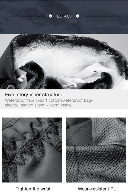 Electric Heated Gloves Motorcycle Winter Moto Heated Gloves Warm Waterproof Rechargeable Heating Thermal Gloves For Snowmobile