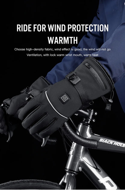 Electric Heated Gloves Motorcycle Winter Moto Heated Gloves Warm Waterproof Rechargeable Heating Thermal Gloves For Snowmobile